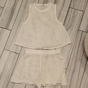 Moon & Madison Knit Cover Up Top And Shorts Set
